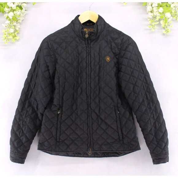 Ariat Women's Equestrian Full Zip Diamond Quilted Jacket Black Sz M - Picture 1 of 8